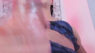 Horny shemale jerking her juicy big stiff cock