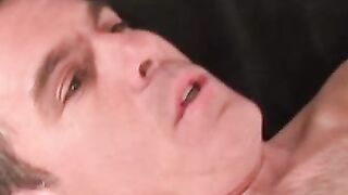 Throbbing cock senior jerking off before a massive cumshot