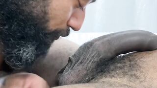 Restrained black stud deepthroated by dominant gay stud