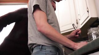 Provocative fair twink riding his stepdads fat dick and cumming