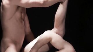 Hot Cole Blue jerks cock while getting rammed by bald stud Adam Snow