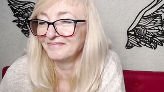 Blonde MILF with glasses on webcam