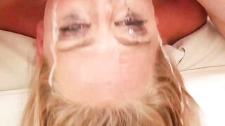 Blonde hottie Carter Cruise gets a facial in five cock blowbang