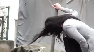 Pissing fetish Japanese babes caught red handed in public