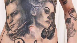 Inked TS stunner fondles herself before masturbating
