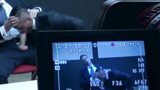 Interviewed classy gay Kayden Gray fucks bearded businessman
