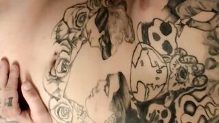 Jacque Gosling gets his shaved cock out and rubs it to a full hard one