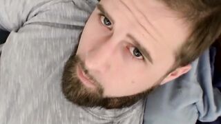 Jacque Gosling gets his shaved cock out and rubs it to a full hard one