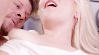 Thick blonde Ellie Shou babe makes her boyfriend creampie her after intense fucking
