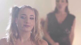 Sexy dominatrix Aubrey Black puts Chloe Chevalier on her knees