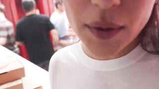 Petite brunette  Aiko seduces her friend to fuck her in front of others