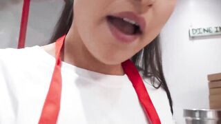 Petite brunette  Aiko seduces her friend to fuck her in front of others