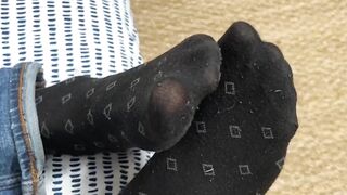 Hunky Dallas shows off his nice size twelve feet while relaxing