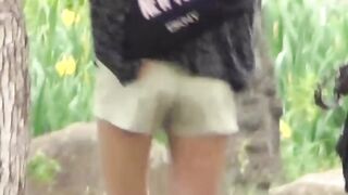 Seductive stockings wearing Asian teen peeing in public