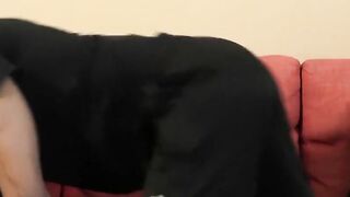 Dark young fellow gives a meeting and invigorates himself