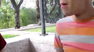 Hardcore smoking and outdoor ass fucking by young Ryan Connors and sexy Patrick Kenne