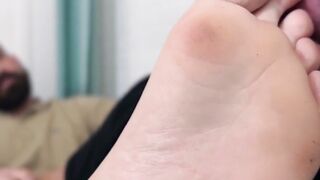 Lustful Dan Edwards sniffed the socks and worshiped the feet of bearded Miguel