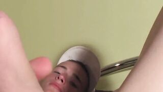 Smooth hot boy Tim Law jerking off his big dick