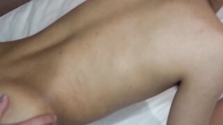 Smooth and horny Japanese twink fucked hardcore missionary