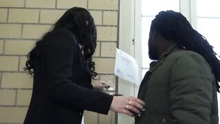 Sex with a refugee and an officer inside the WC