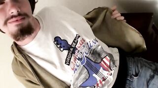 Lovely Samuel Phatom enjoys thugging his swollen cock til he gets his hot cum