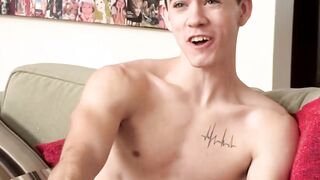 Young stepson Zach Taylor showered cum after a deep anal fucking by hairy stepdad Dom