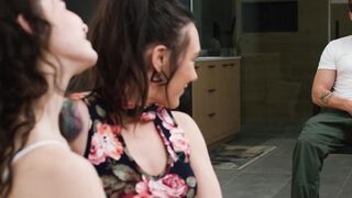 ADULT TIME - Adorable Dark Haired Liz Jordan Scissors With Her BFs Lesbo Boss Sinn Sage To Satisfy Him