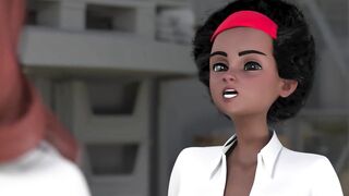 CUSTOMER SERVICE - Hugest Melons Futanari sluts Fills Clients Vagina Wtih Cum While Coworker Watches