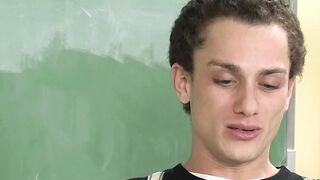 Handsome twink Tyler Dawsen swallows thick rock hard cock