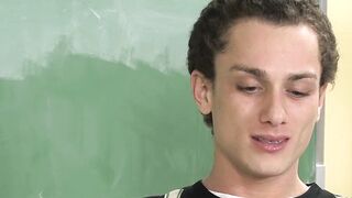 Handsome twink Tyler Dawsen swallows thick rock hard cock