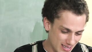 Handsome twink Tyler Dawsen swallows thick rock hard cock