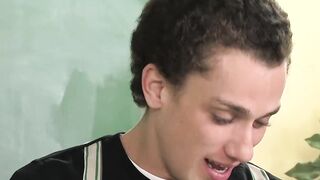 Handsome twink Tyler Dawsen swallows thick rock hard cock