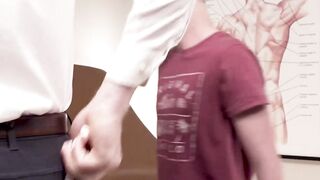 FunsizePorn.com - Twink Maxwell Dawson gets naked for Dr Wolf for a regular cock and
