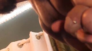 Lustful John Powers swings and kneads both his big balls and enormous dick