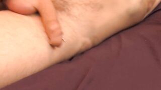 Lustful John Powers swings and kneads both his big balls and enormous dick