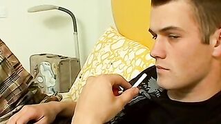 Chainsmoker Bryce Corbin lights up his favorite smoke and starts jerking off