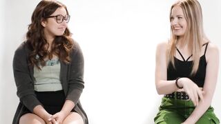 ADULT TIME - Lesbo Cuties Leana Lovings  Scarlett Sage Take Turns Eating Each Other Out