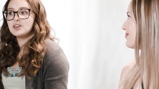 ADULT TIME - Lesbo Cuties Leana Lovings  Scarlett Sage Take Turns Eating Each Other Out
