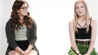 ADULT TIME - Lesbo Cuties Leana Lovings  Scarlett Sage Take Turns Eating Each Other Out
