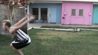 Push ups in the garden makes him sexy