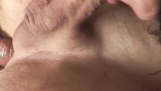 TS lady jerking off while being fucked in threesome