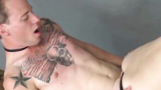 Straight jock Jesse submits completely to Simone who uses a strap on to anal fuck him