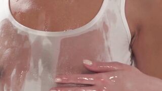 Busty MILF Angel Dark massages and scissors with adorable Sabrisse