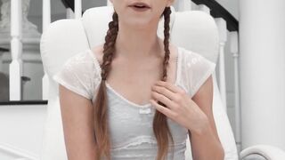 Petite teen Myra Moans craves daddys massive dick inside her tight pussy
