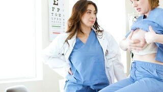 GIRLSWAY - Gynecologist Chloe Surreal Give Naturally Stacked New Intern A Breast Exam OFFICE NAILED