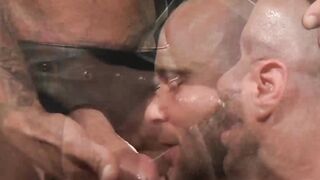 Drew Sumrok swallows Drew Sebastian's pierced dick, tugging at the steel ring and slo