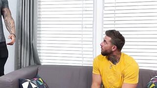 Muscular Zeek P has his feet sucked and worshiped by hunky Ray H