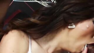 Licentious ladyboy spitroasted by BBC in wild trio