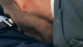 Suit and tie hunk rimms and pounds angry boss for comfort
