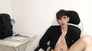 Skinny Henry Evans gets hot while studying and gives himself a handjob